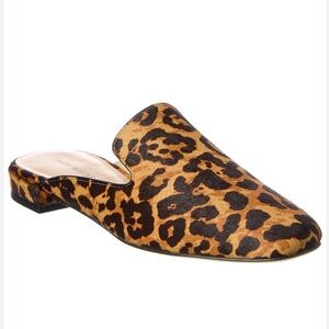 Stuart Weitzman Leopard Print Slip-On Mules in Brown and Black